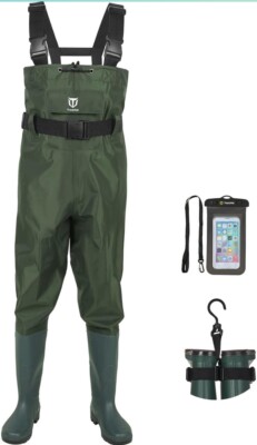 TIDEWE Bootfoot Chest Wader 2-Ply Nylon/PVC Waterproof Fishing & Hunting M8/W10