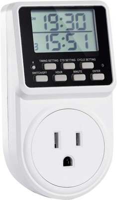 Digital Infinite Repeat Cycle Intermittent Timer Plug for Electrical Outlet, ...