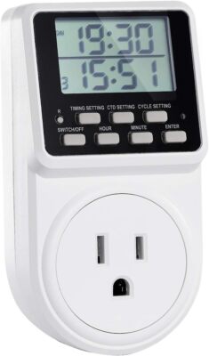 Digital Infinite Repeat Cycle Intermittent Timer Plug for Electrical White 