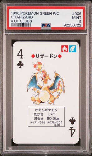 Charizard #006 Pokemon Card Playing Poker Green Back 4 Clubs 1996