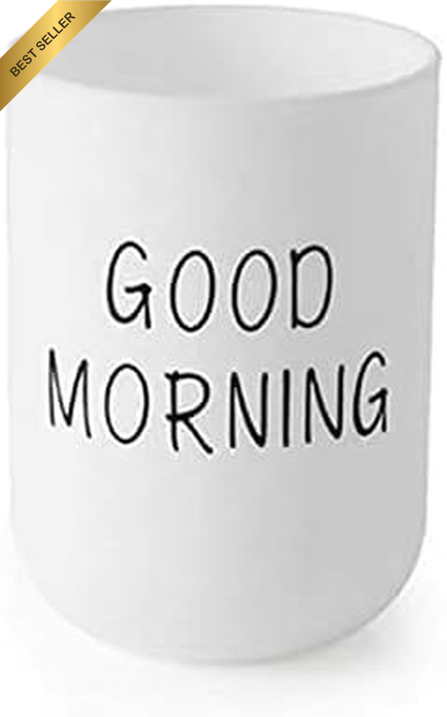 Toothbrush Holder for Bathroom, Portable Plastic Good Morning Couples Toothbrush