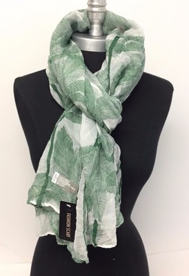 NEW Women Summer Cotton Voile Scarf Wrap Tree Printed Silk Chiffon Shawl Green