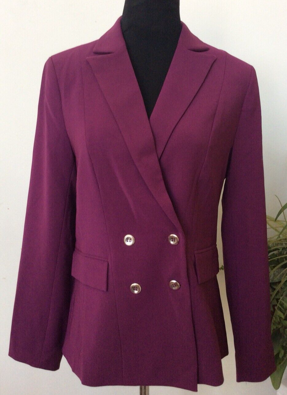 ジャケット・アウター N.M Thickened Double-Breasted Jacket NWT New York & Company Double Breasted Purple Blazer Jacket