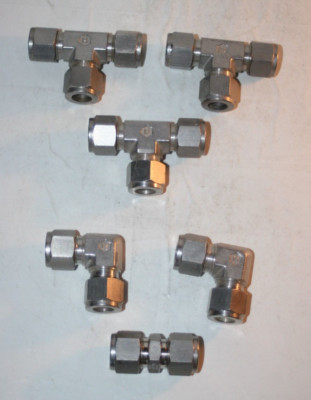 (6 Piece Lot) All 1/2 Tube OD 316ss Compression Fitting  Ham-Let Brand