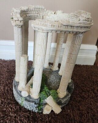 Aquarium Greek Roman Ruins Columns Themed Fish Tank Ornament Bubbler 12" Tall