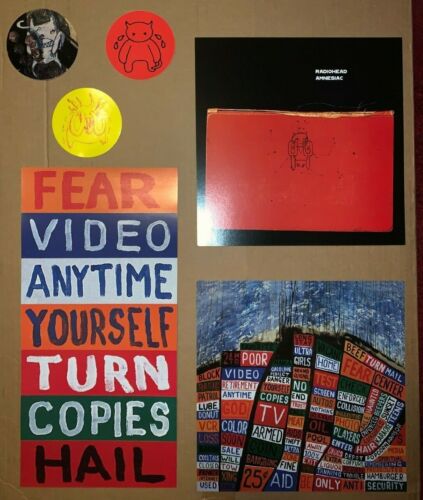 Radiohead 3 poster flats 3 vinyl stickers Kid A Amnesiac Hail To The Thief MINT