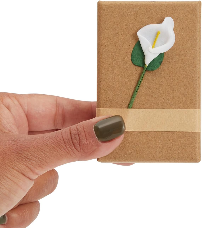 24 Pack Small Brown Floral Cardboard Jewelry Gift Boxes with Lids for Wedding, R