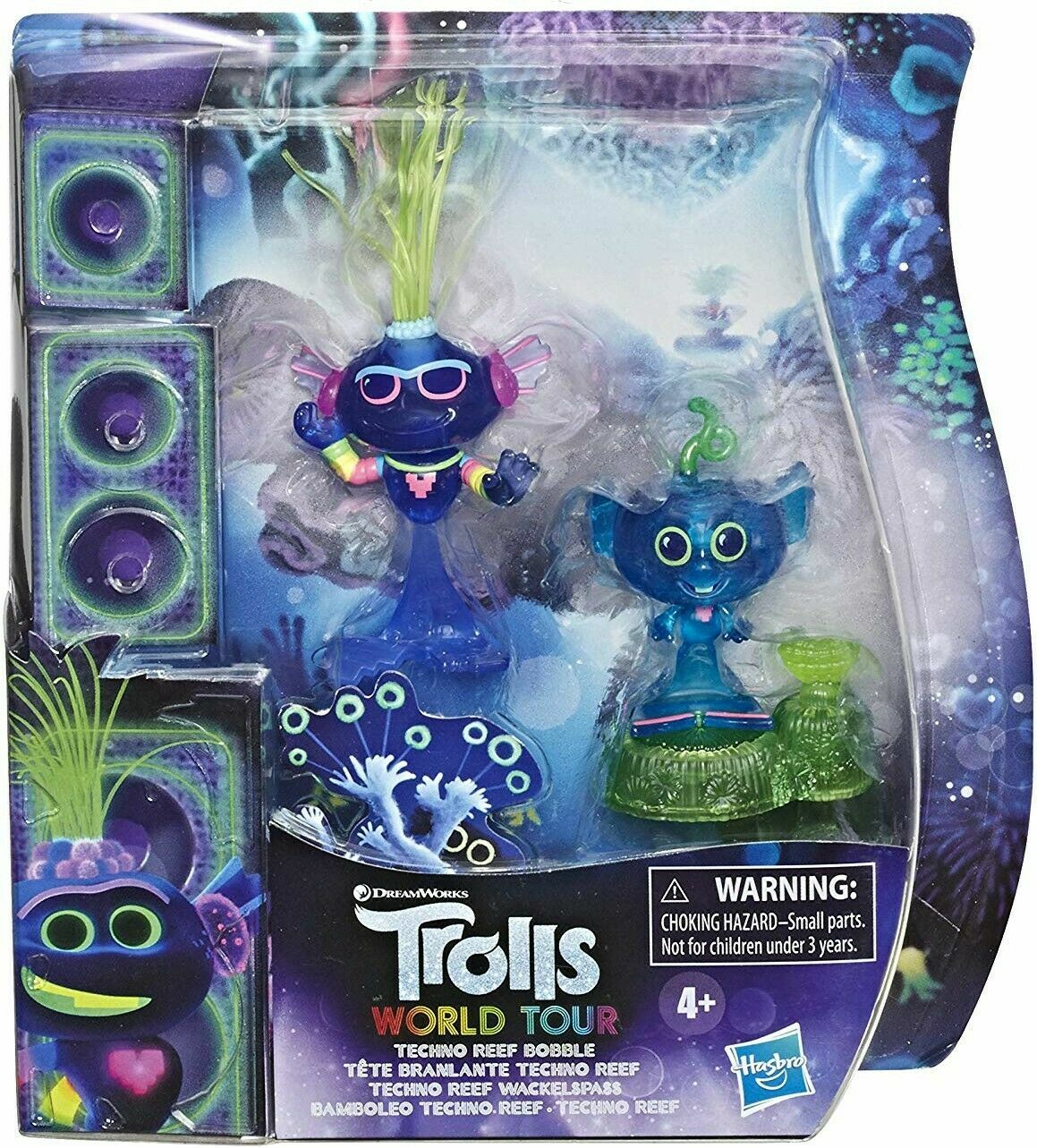 Trolls DreamWorks World Tour Techno Reef Bobble, Mermaid & Rock City Bobble 3 Pc