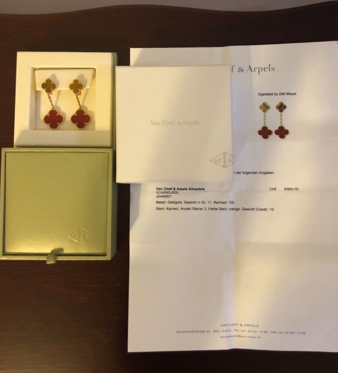 Van Cleef Arpels Magic Alhambra tiger eye Carnelian earrings drop