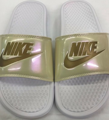nike gold sliders