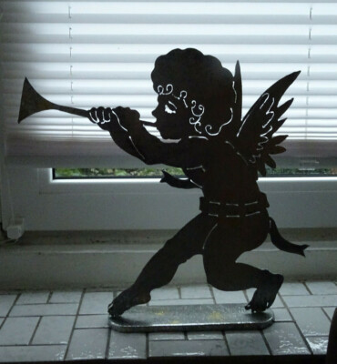 36 cm Fensterengel  Weihnachtsfigur Musikantenengel Standfigur Figur Metall 