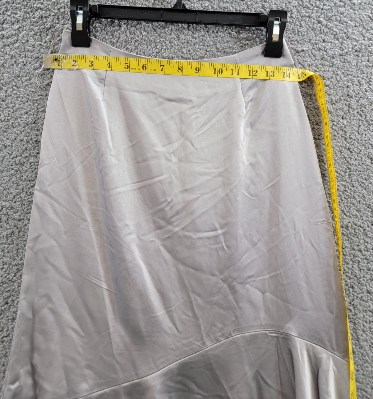 Steve Madden Lucille Satin Asymmetrical Hem Midi Skirt Women's XS Ash Grey - Picture 8 of 16