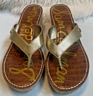 Sam Edelman Romy Wedge Sandals Women s Size 9.5 Light Gold EUC eBay