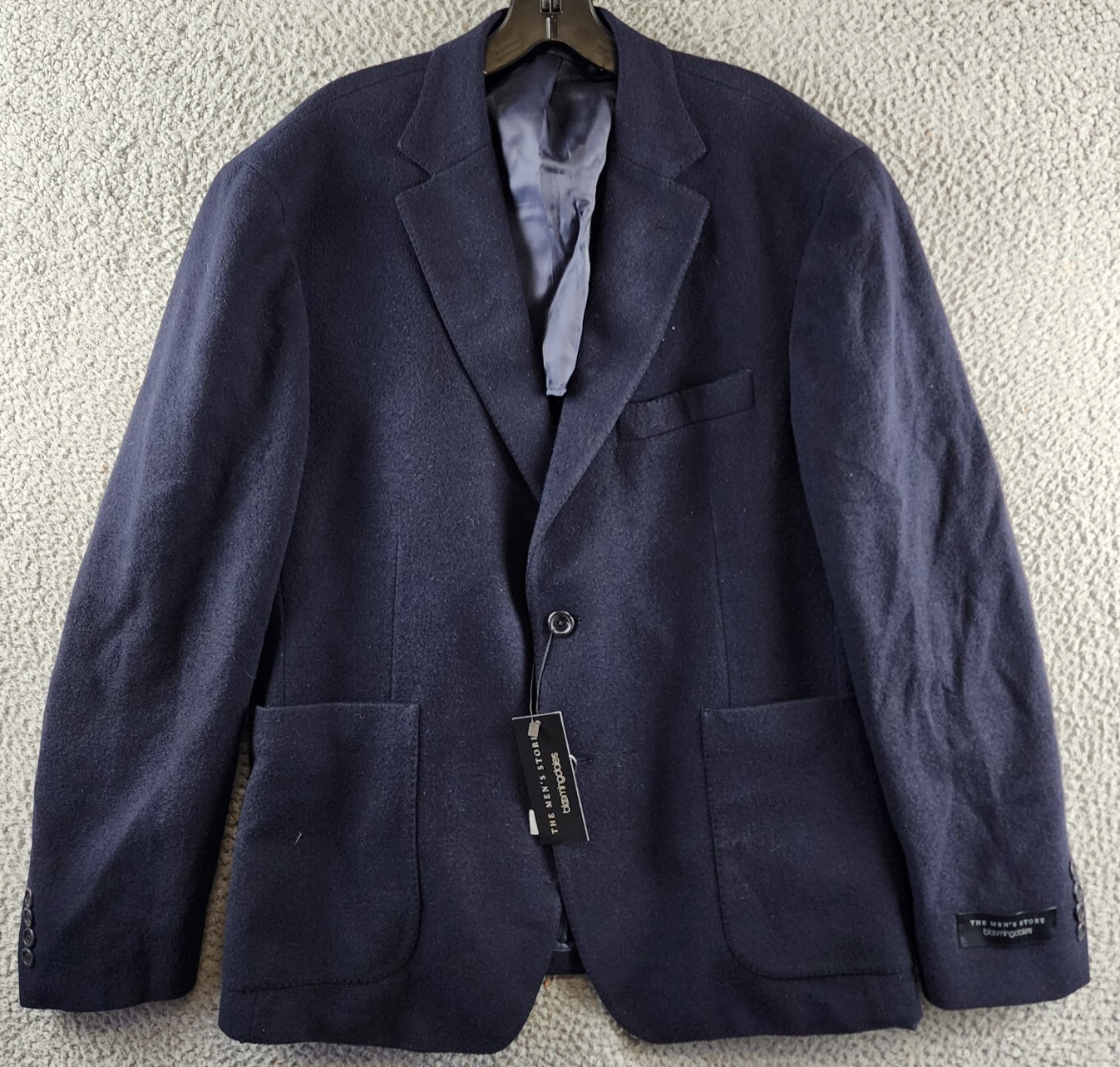 The Men's Store at Bloomingdale's Micro Bouclé Regular Fit Coat Men's 42R Navy - Picture 2 of 18