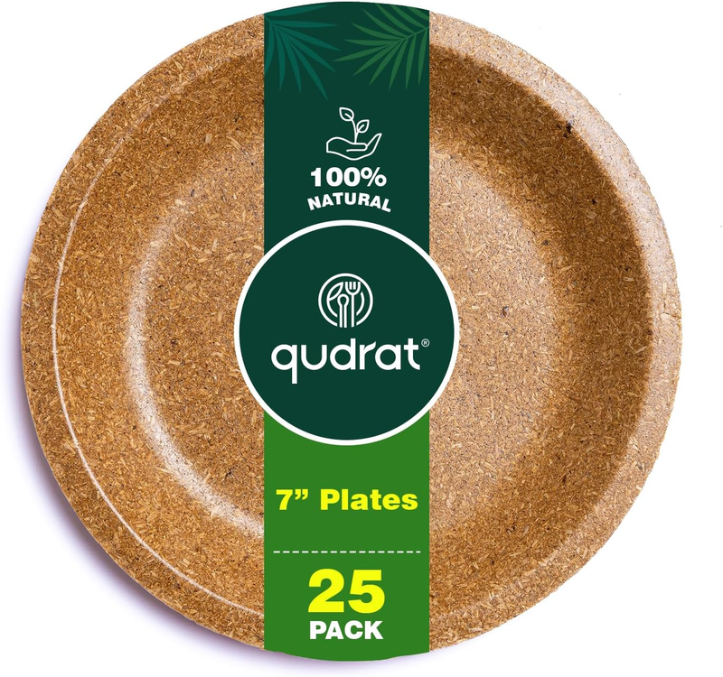Disposable Plates Rice Husk Snack Plates Round 7" Pack of 25 Sustainable Animal