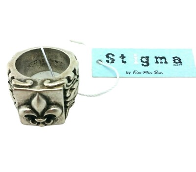 Stigma Mens Silver/Black Fashion Wide Ring Jewelry Size-9