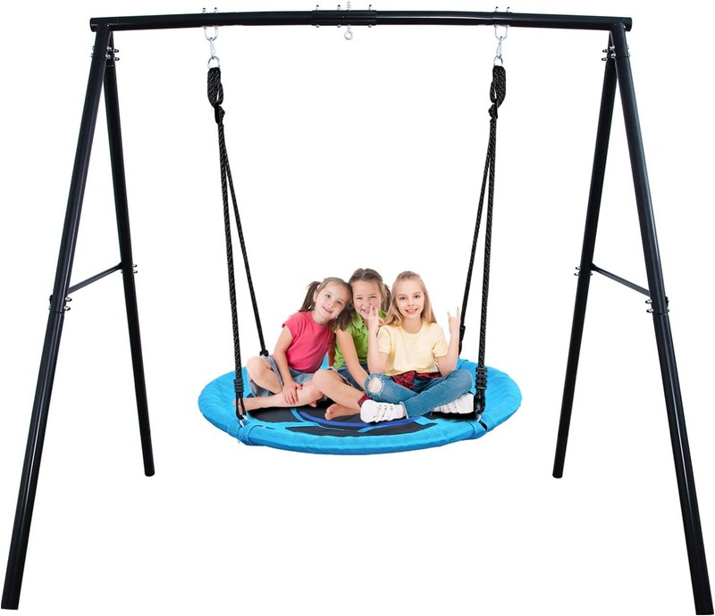 440lbs Metal Playground Swing Set Heavy Duty w/40" Saucer Swing