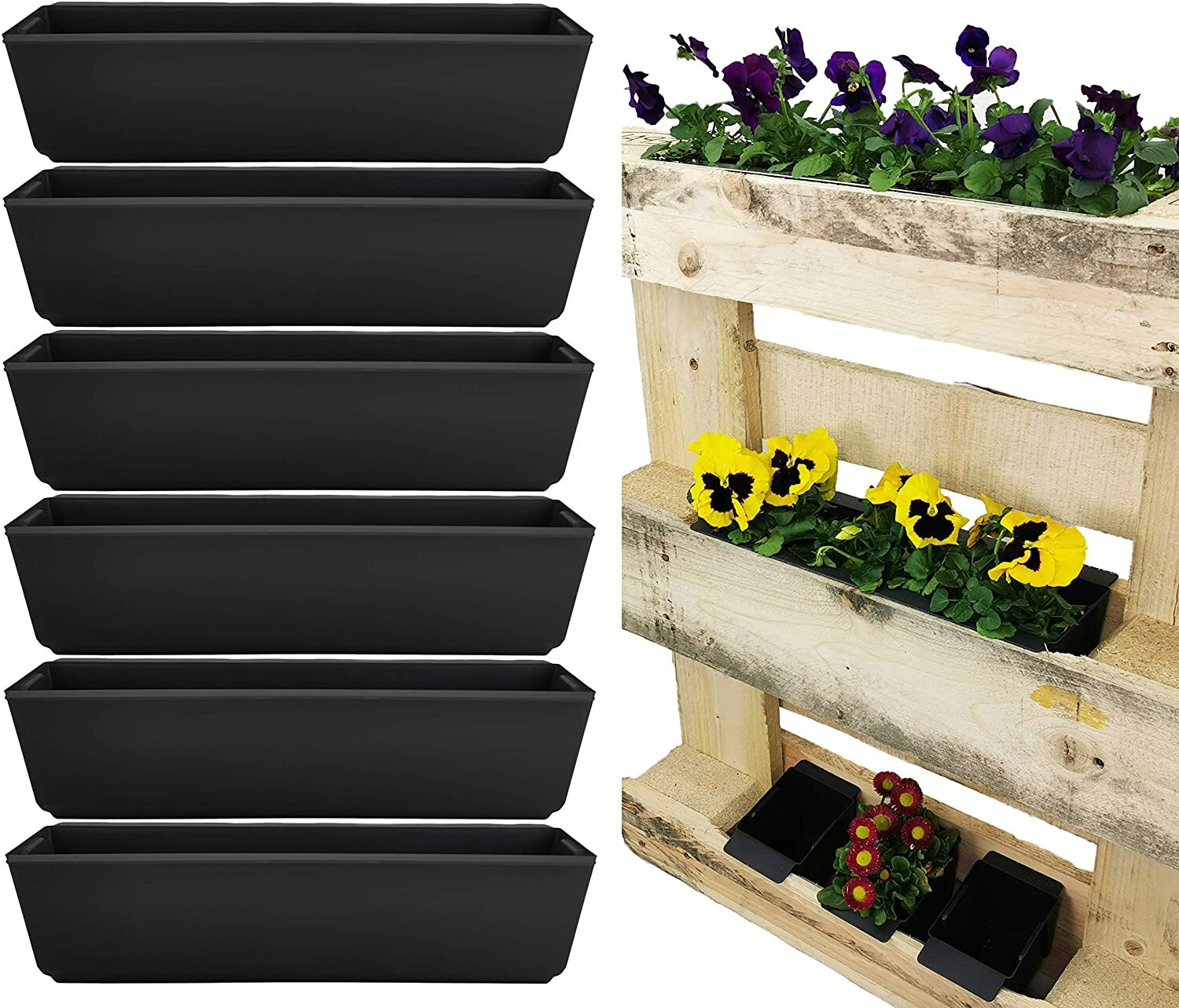 6 x Pflanzkasten Paletten Blumenkasten Pflanztopf Balkonkasten Einsatz Hochbeet
