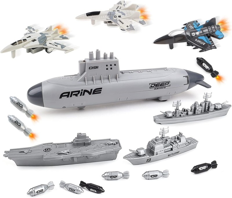 New Aircraft Carrier Toy Military Submarine Naval Ship Play Set