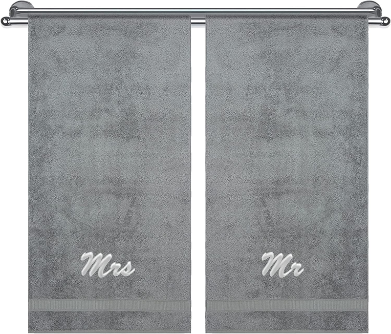 Mrs. and Mr. Monogrammed Bath Towels, Couple'S Gift Sets, Soft, Highly Absorbent