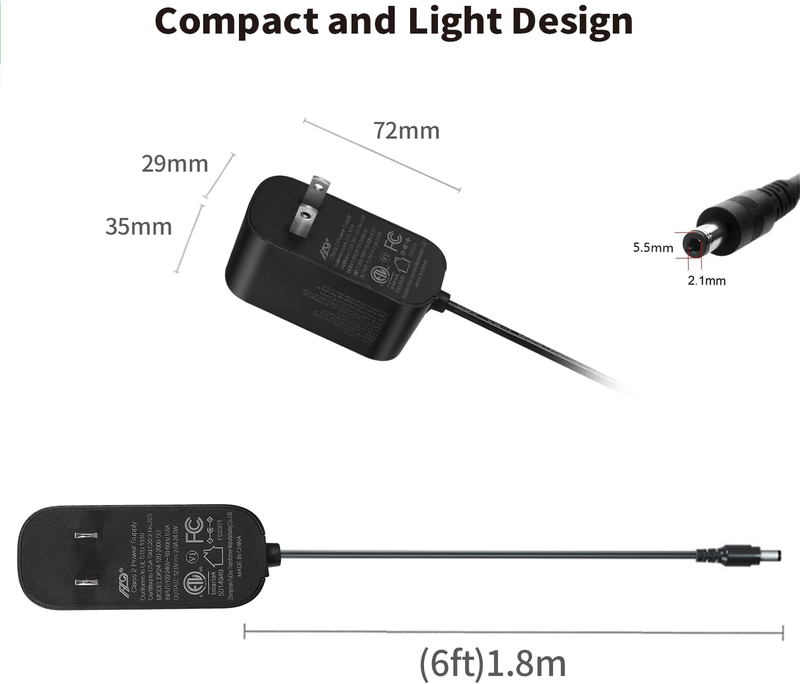 12V DC Power Supply, 2A 24W AC/DC Adapter w/8Tips, AC 100V-240V to DC 12Volt 2A