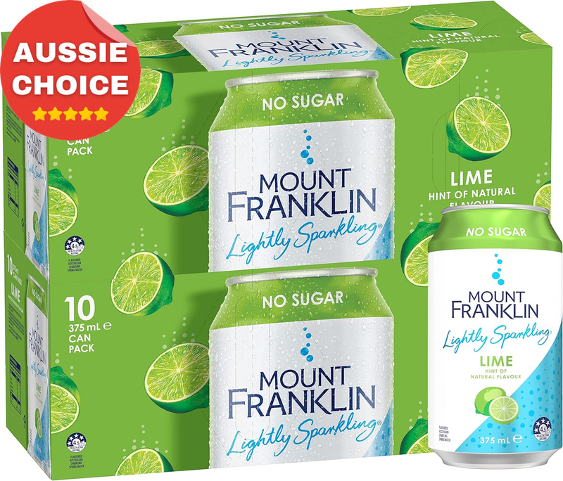 Lightly Sparkling Lime Water Cans 20 Pack 375ml Refreshing Beverage