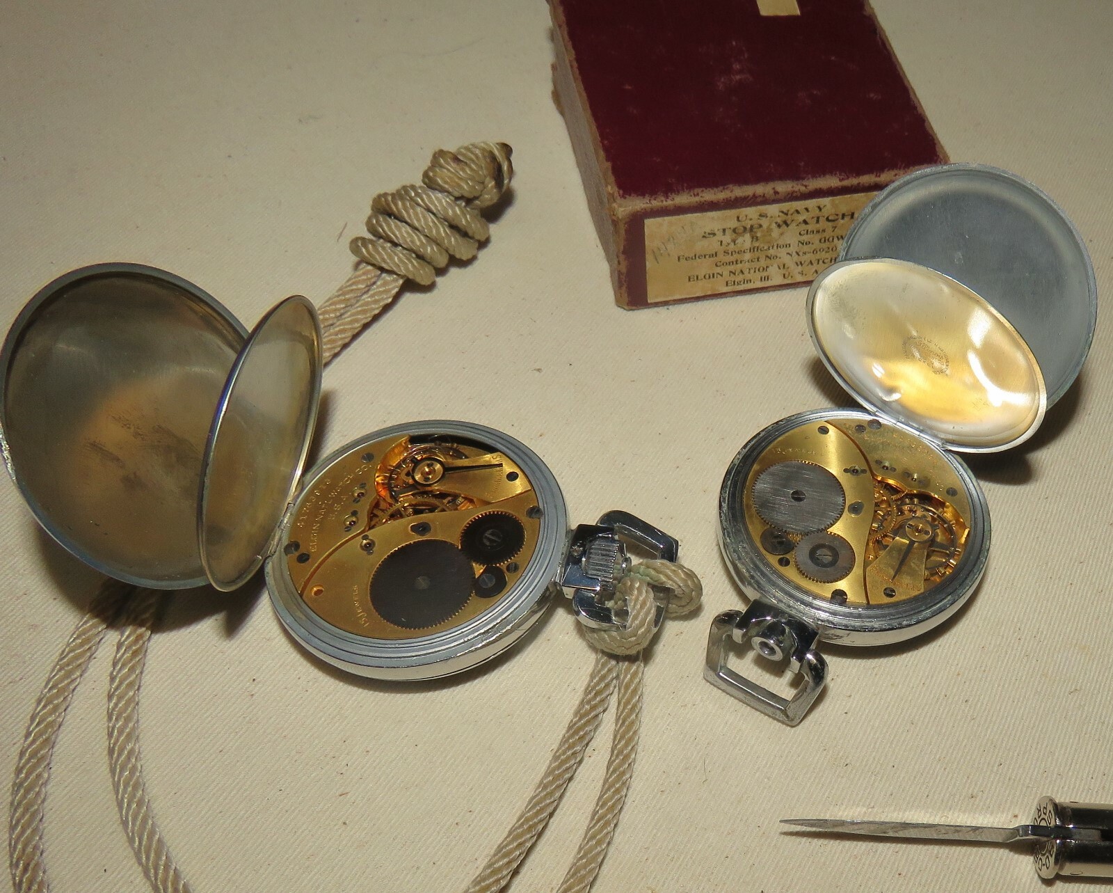 Military 1941 & 1944 Elgin Timers  WW2 US Navy  For Parts Or Repair One box