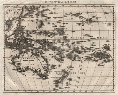 AUSTRALIEN PAZIFIK Original Kupferstich Landkarte 1837