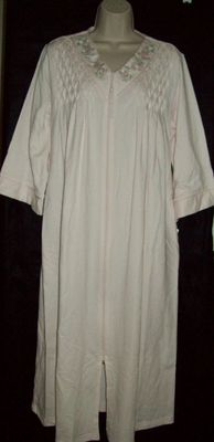 NWT MISS ELAINE 3/4 SLV ZIP FRONT FRENCH TERRY KNIT LONG ROBE 884029 PINK PM PL