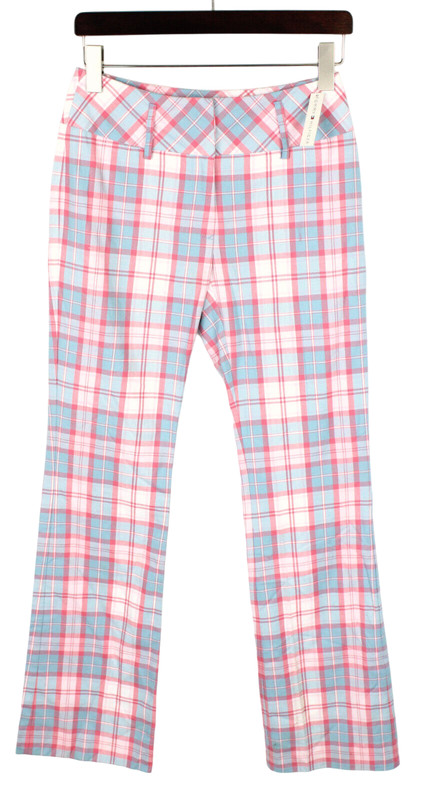 Tommy Hilfiger Kicki Pantalon Femmes (Uk) 6 Bootcut Fit Ã  Carreaux Zip Fly Rose