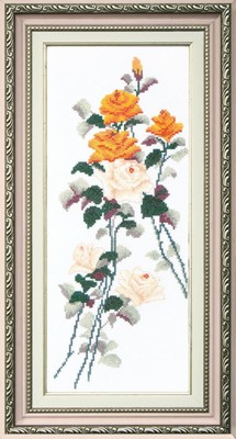 Diy Needlepoint Cross Stitch ''Study With Yellow Roses'' Embroidery Kit Unprinted