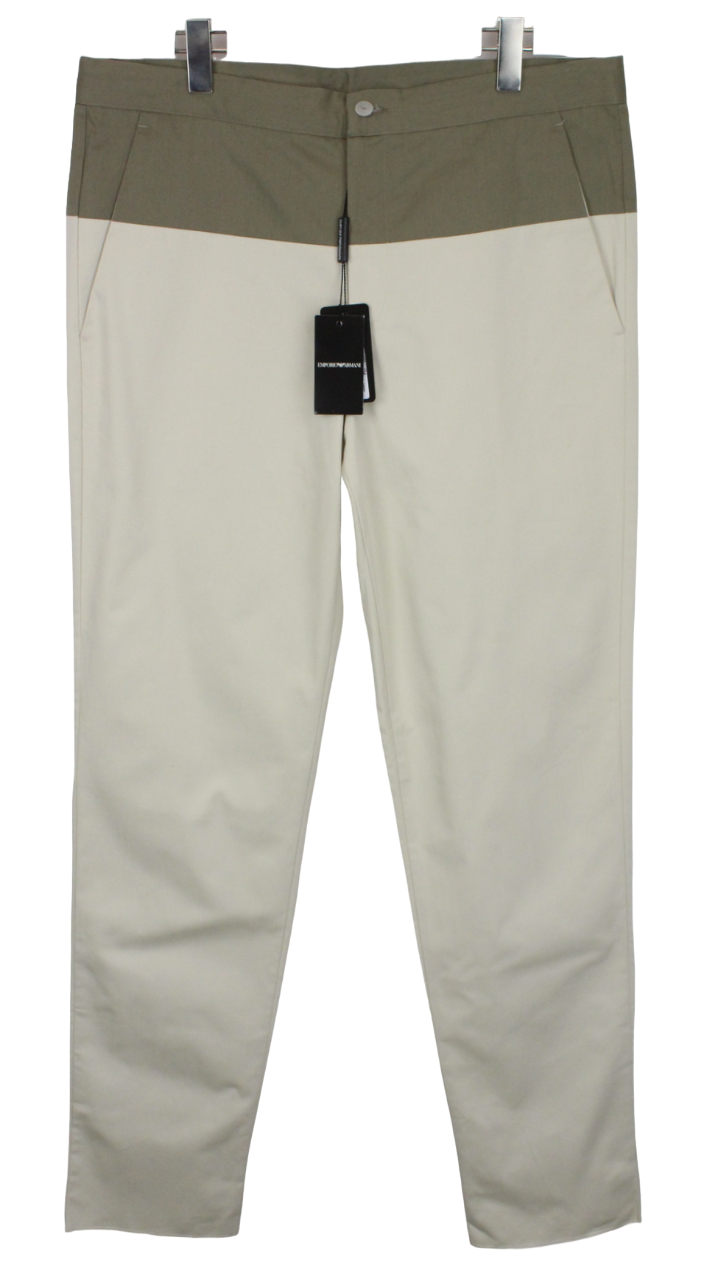 EMPORIO ARMANI Trousers Men's IT 52 Chino Tapered Fit Zip