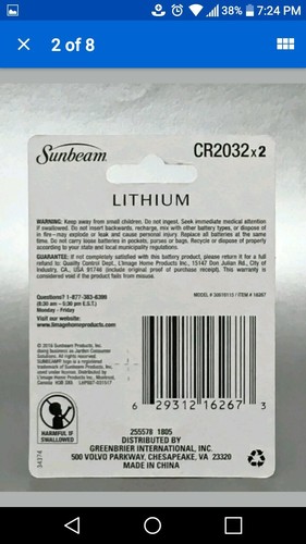 Lot Of 4 Sunbeam Lithium CR2032 Batteries