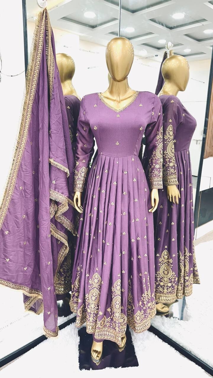 ワンピース Pakistan National luxury purple a Pakistani Style Chinnon Silk Salwar And Kameez With Fancy