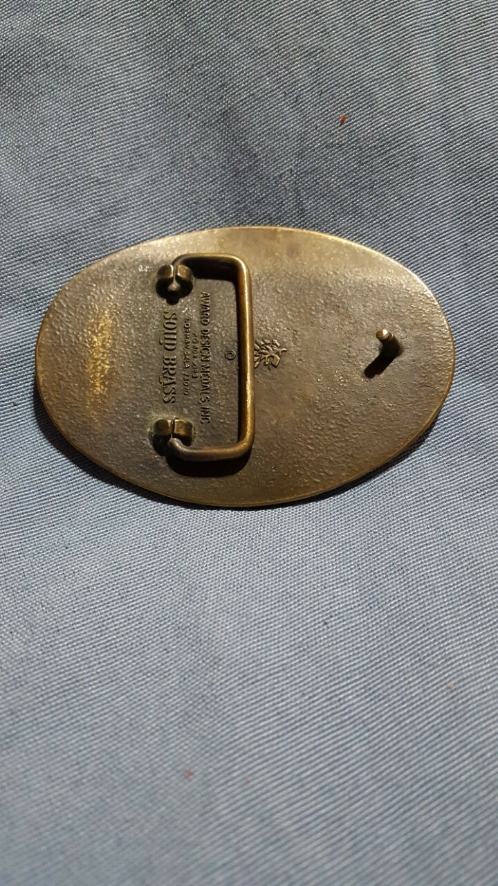 Mans Search For Oil Belt Buckle Solid Brass Award Design Medals Vintage