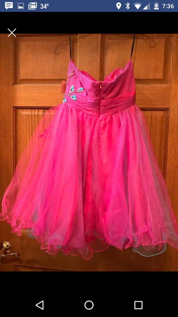 Hot Pink Turqouise Formal Prom Homecoming dress by Neblon sz. Small 4 5 6