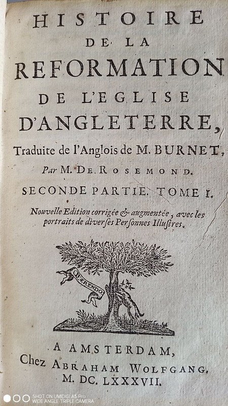 Burnet - Histoire De La RÃ©Formation De L'Ã©Glise D'Angleterre - 1687 Wolfgang T1b