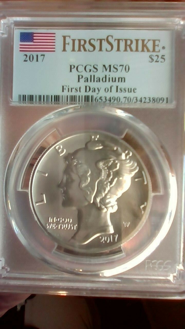 2017  $25 palladium ms70 first strike first day of issue pop 50 high relief