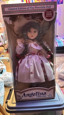 Angelina Visconti Collection Porcelain Doll 2000 Edition Red Plaid Dress Hat COA