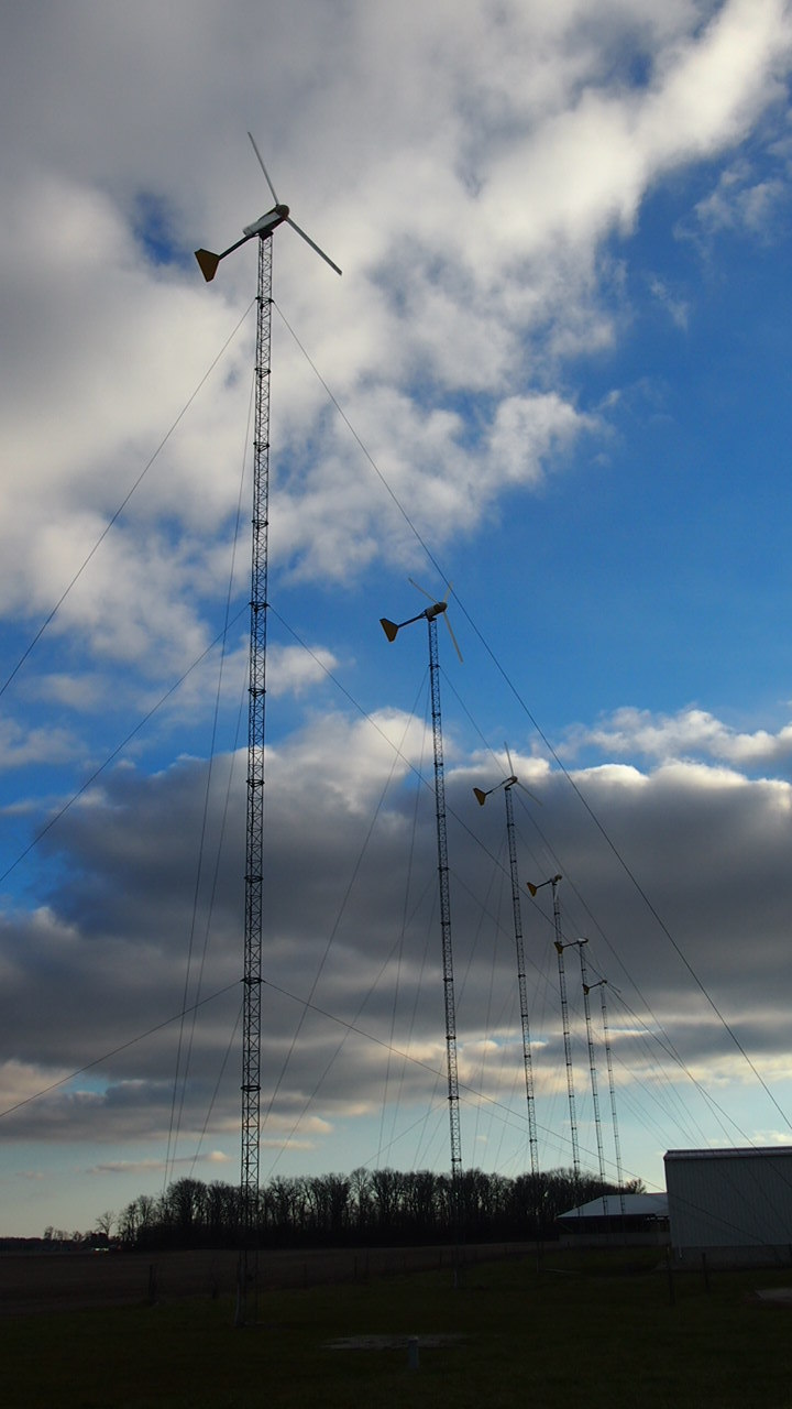 Six Bergey Excel-S wind turbines with Power Sink II inverters, 120 ft. towers