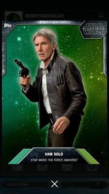 Han Solo 2016 Star Wars Card Trader S3 Green Gradient 1086 Digital SWCT