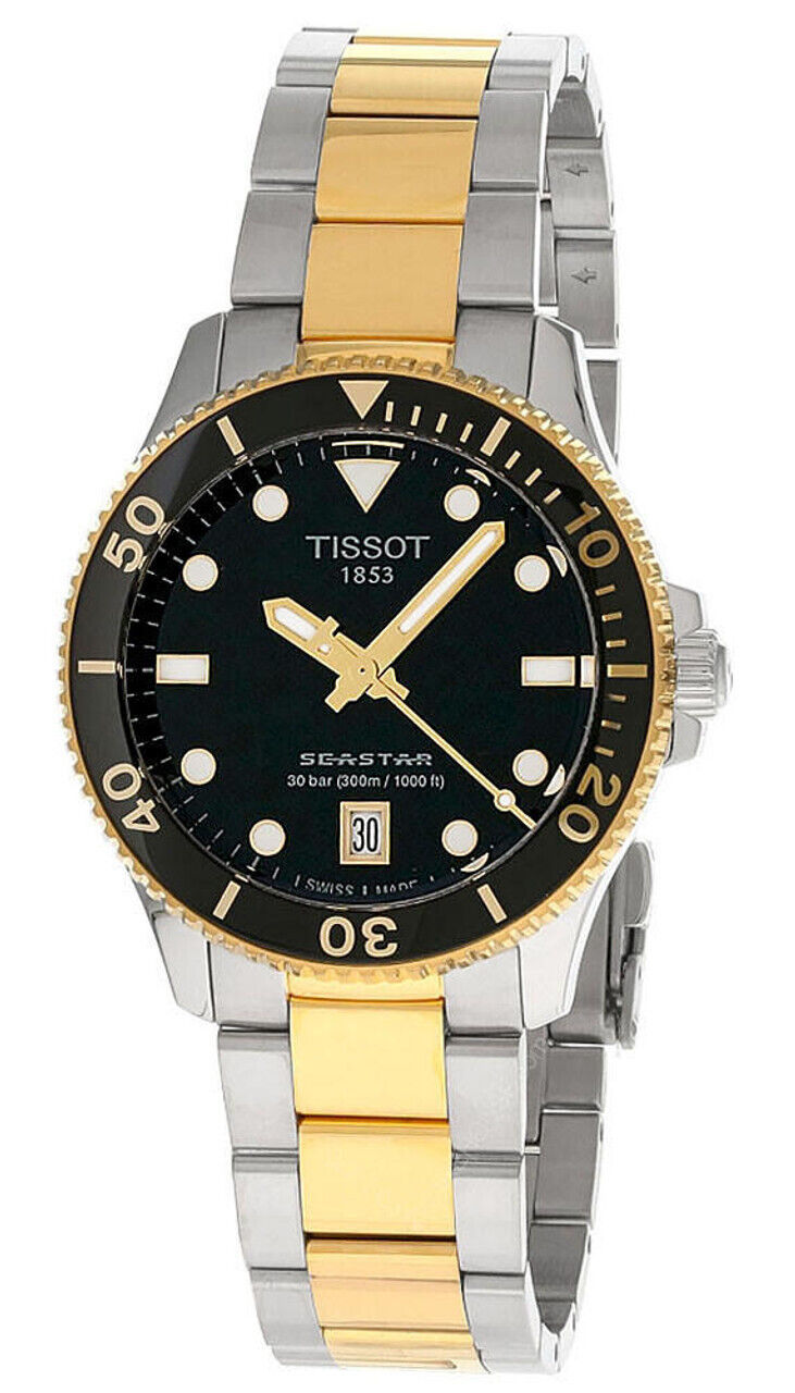 TISSOT Seastar 1000 36MM SS Black Dial Two-Tone Women's TISSOT Seastar 1000 36MM SS Black Dial Two-Tone Women's