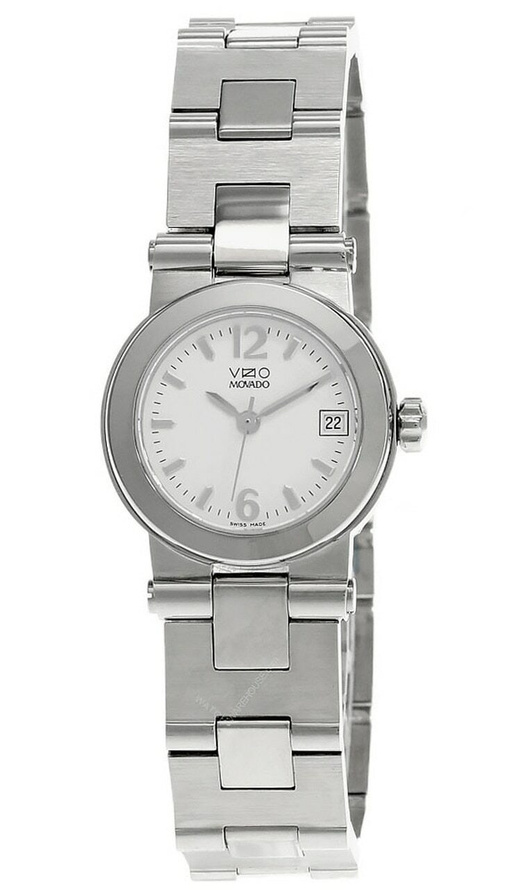 Pre-owned Movado Vizio Sport 24mm Stainless Steel Wht Dial Women's Watch 1604448