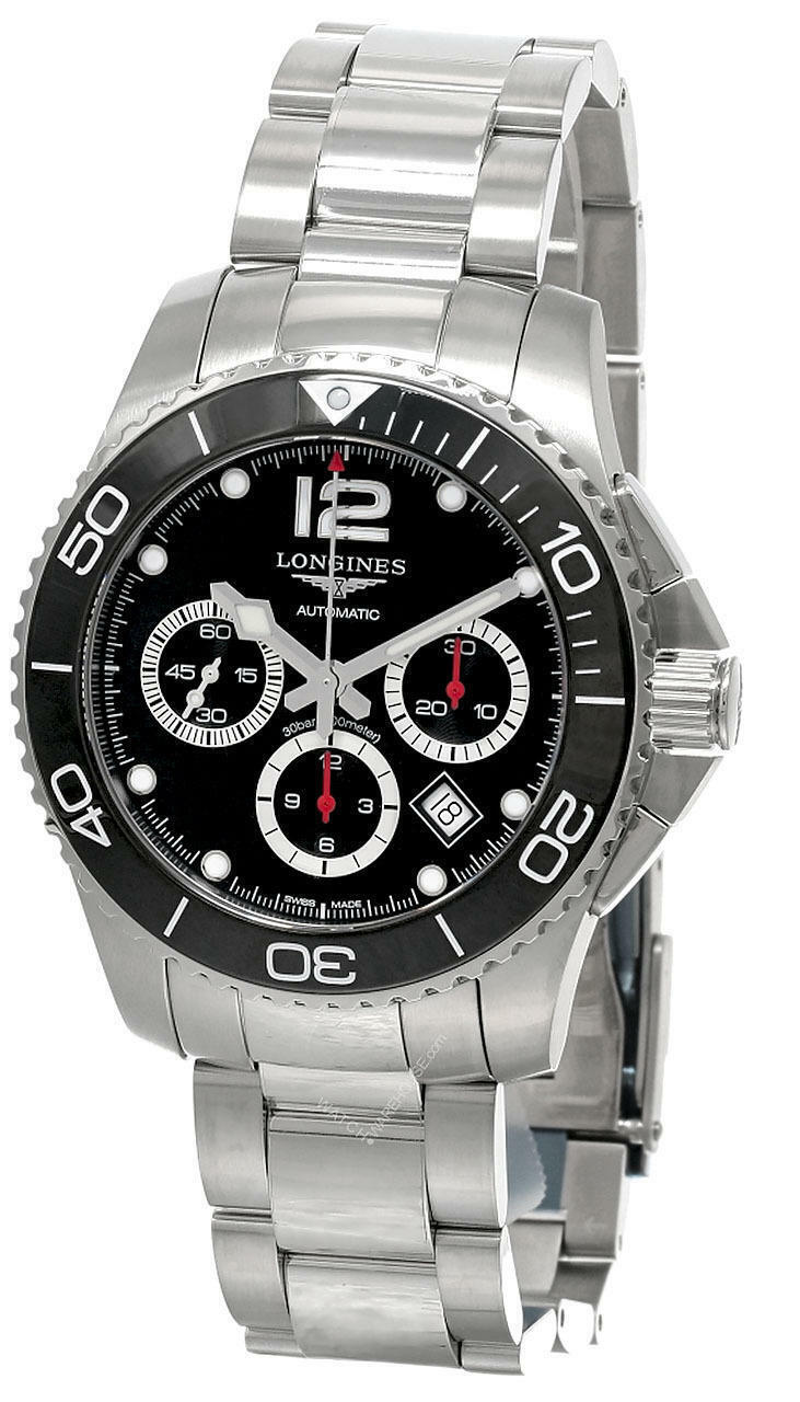 Pre-owned Longines Hydroconquest 43mm Auto Ss Black Dial Men's Watch L3.883.4.56.6