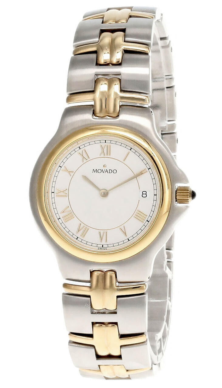 Pre-owned Movado Olympian S-steel White Dial Two-tone Men's Watch 0603918