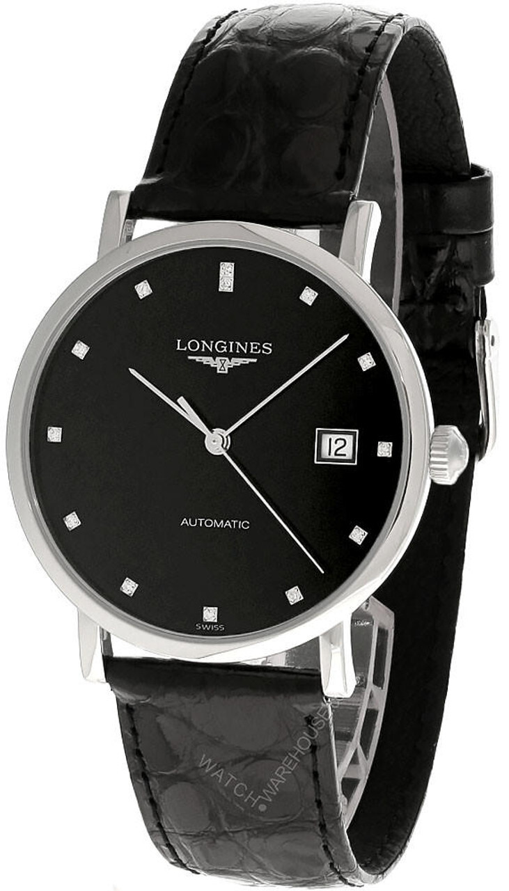 Pre-owned Longines Elegant Auto 37mm Black Dial Leather Men's Watch L4.810.4.57.2