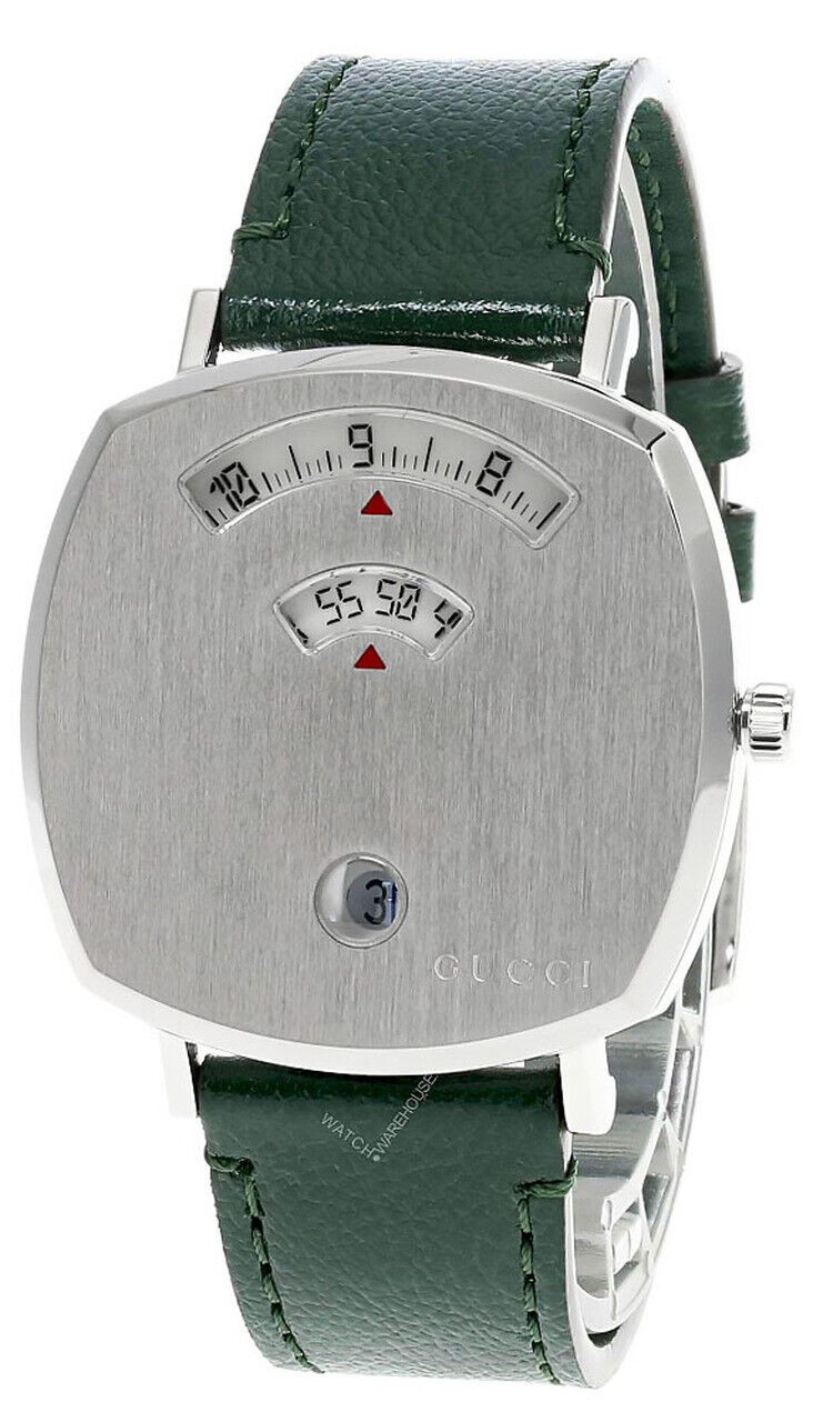 GUCCI Grip 35MM Stainless Steel Green Leather Women's Watch GUCCI Grip 35MM Stainless Steel Green Leather Women's Watch