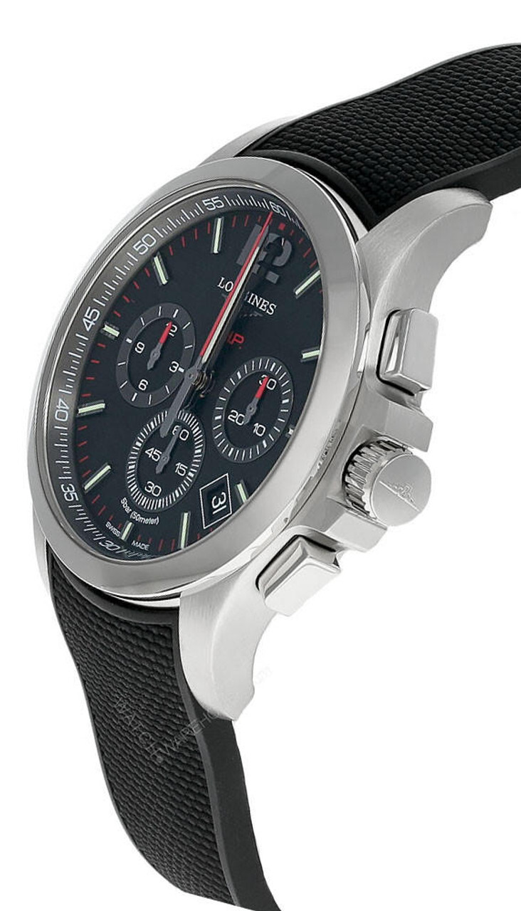 Pre-owned Longines Conquest V.h.p. Chrono 42mm Black Rubber Men's Watch L3.717.4.56.9