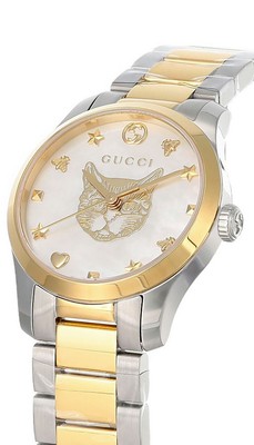 Pre-owned Gucci G-timeless 27mm Ss Mother Of Pearl Dial Women's Watch Ya1265012
