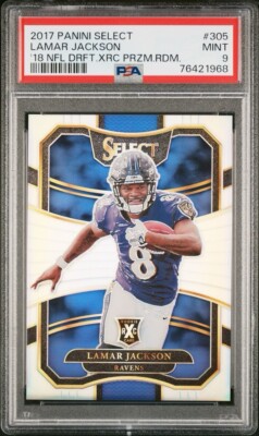 2017 Panini Select 2018 XRC Silver Prizm QB5 #305 Lamar Jackson RC PSA 9 